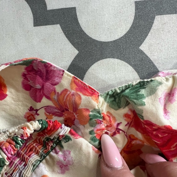 Zara Ivory Floral Dress with Balloon Sleeves - Picture 11 of 11